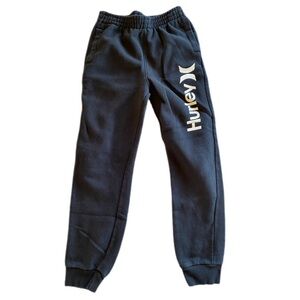 Hurley Kids Soft & Warm Elastic Waist Black Logo Fleece Joggers W/ Pockets Large